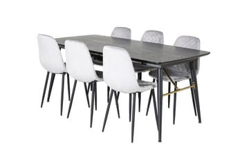 Rektangulär matgrupp Venture Home Grå Svart 6st - Møbler - Bord - Spisegrupper