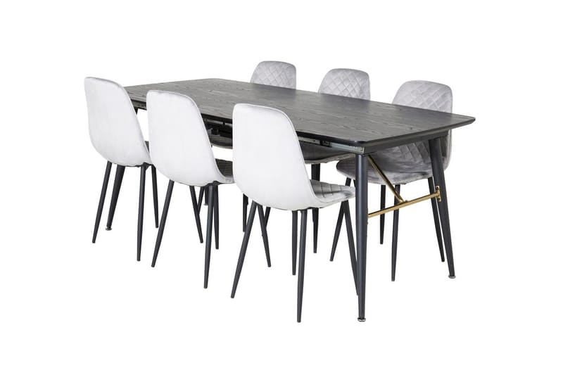 Rektangulär matgrupp Venture Home Grå Svart 6st - Møbler - Bord - Spisegrupper