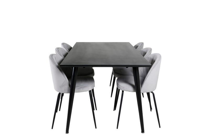Rektangulär matgrupp Venture Home Grå Svart 6st - Møbler - Bord - Spisegrupper