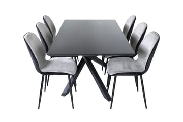 Rektangulär matgrupp Venture Home Grå Svart 6st - Møbler - Bord - Spisegrupper
