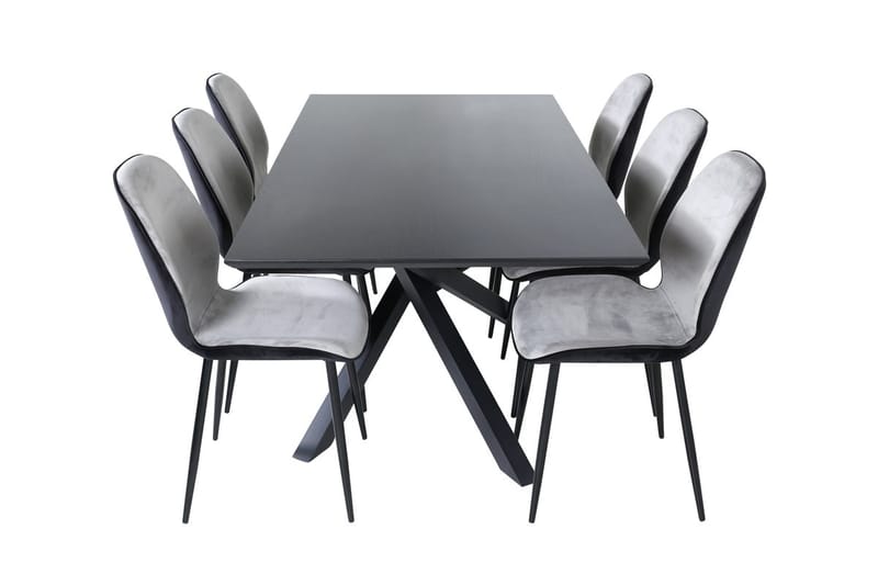 Rektangulär matgrupp Venture Home Grå Svart 6st - Møbler - Bord - Spisegrupper