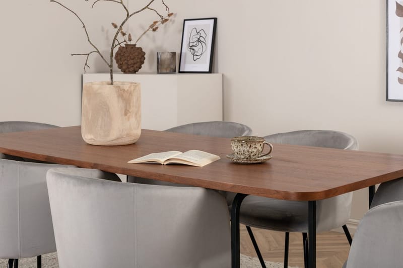Rektangulär matgrupp Venture Home Grå Svart 6st - Møbler - Bord - Spisegrupper