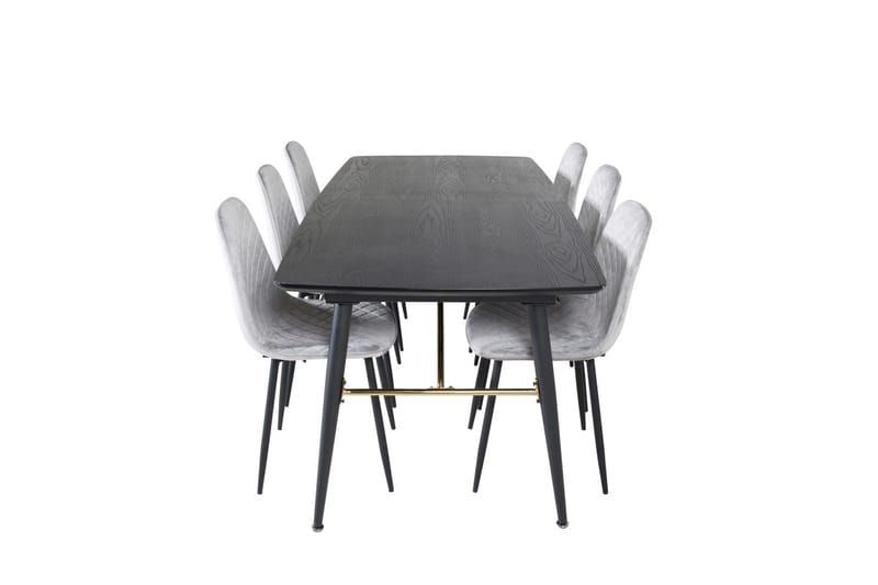 Rektangulär matgrupp Venture Home Grå Svart 6st - Møbler - Bord - Spisegrupper