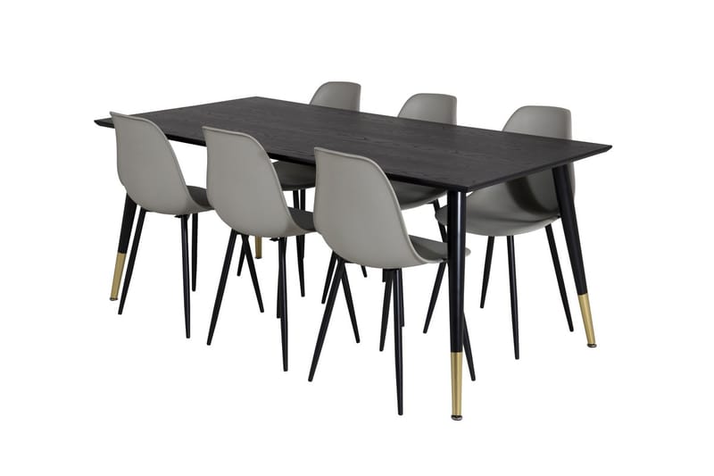Rektangulär matgrupp Venture Home Grå Svart 6st - Møbler - Bord - Spisegrupper