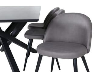 Rektangulär matgrupp Venture Home Grå Svart 6st - Møbler - Bord - Spisegrupper