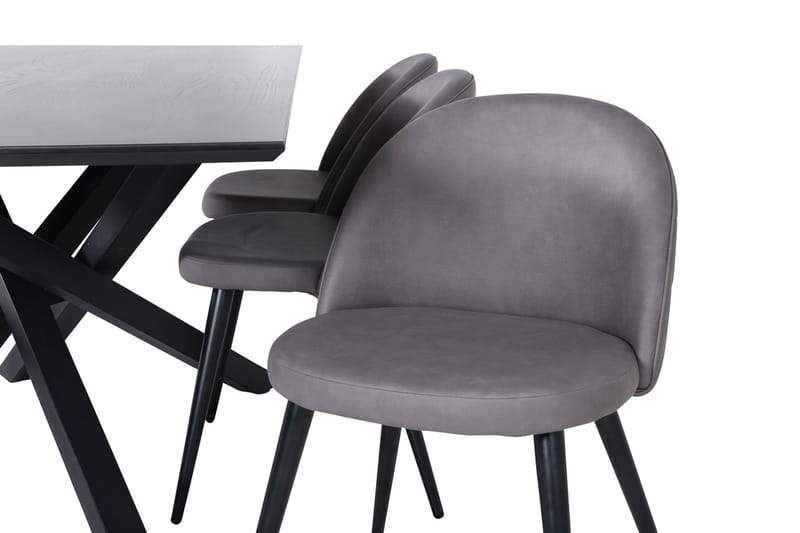 Rektangulär matgrupp Venture Home Grå Svart 6st - Møbler - Bord - Spisegrupper