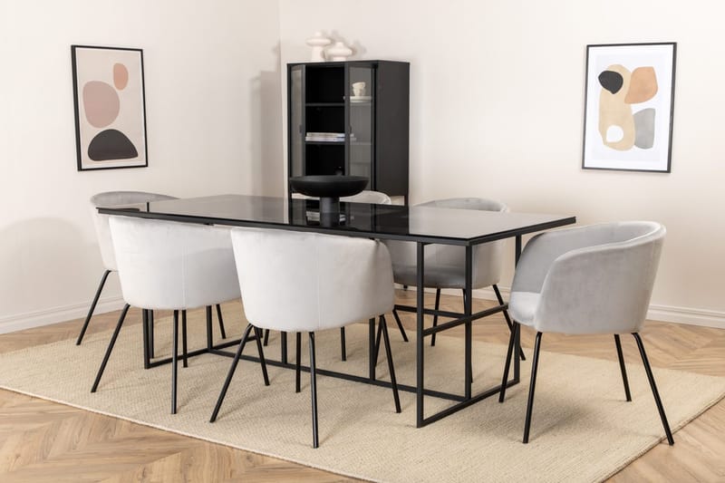 Rektangulär matgrupp Venture Home Grå Svart 6st - Møbler - Bord - Spisegrupper