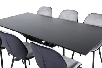 Rektangulär matgrupp Venture Home Grå Svart 6st - Møbler - Bord - Spisegrupper