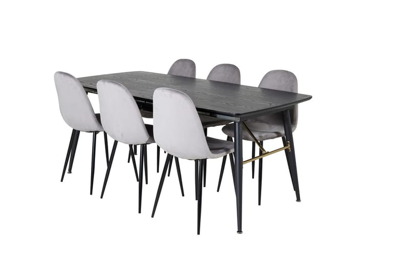Rektangulär matgrupp Venture Home Grå Svart 6st - Møbler - Bord - Spisegrupper