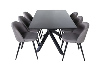 Rektangulär matgrupp Venture Home Grå Svart 6st - Møbler - Bord - Spisegrupper