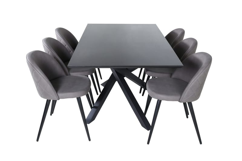 Rektangulär matgrupp Venture Home Grå Svart 6st - Møbler - Bord - Spisegrupper
