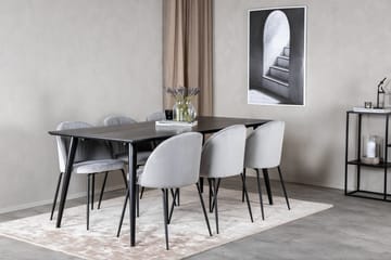 Rektangulär matgrupp Venture Home Grå Svart 6st - Møbler - Bord - Spisegrupper