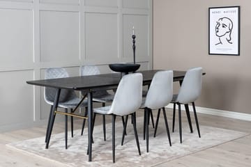 Rektangulär matgrupp Venture Home Grå Svart 6st - Møbler - Bord - Spisegrupper