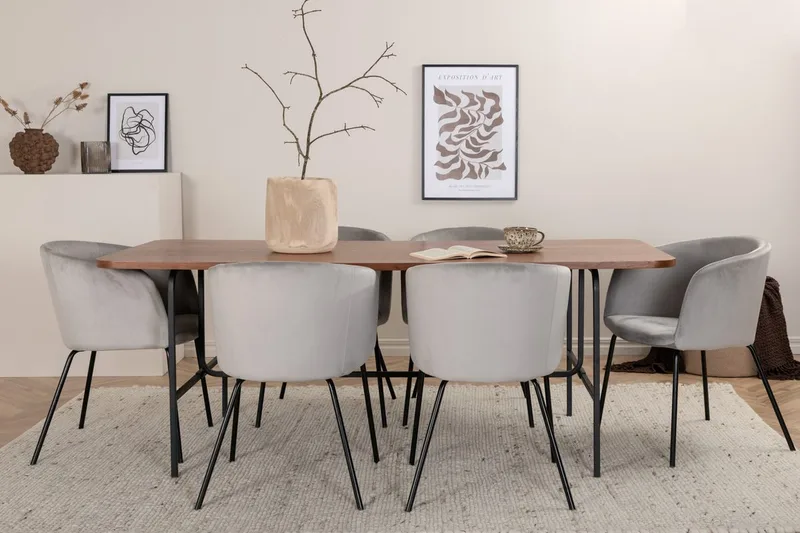 Rektangulär matgrupp Venture Home Grå Svart 6st