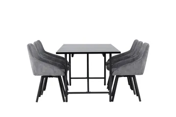 Rektangulär matgrupp Venture Home Grå Svart 6st - Møbler - Bord - Spisegrupper