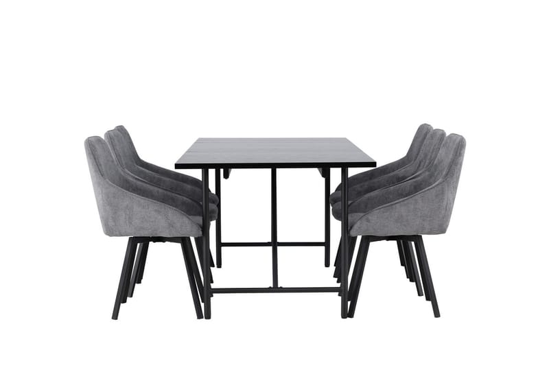 Rektangulär matgrupp Venture Home Grå Svart 6st - Møbler - Bord - Spisegrupper