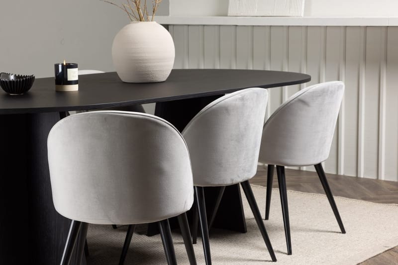 Rektangulär matgrupp Venture Home Grå Svart 6st - Møbler - Bord - Spisegrupper