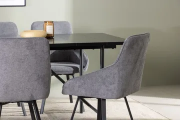 Rektangulär matgrupp Venture Home Grå Svart 6st - Møbler - Bord - Spisegrupper