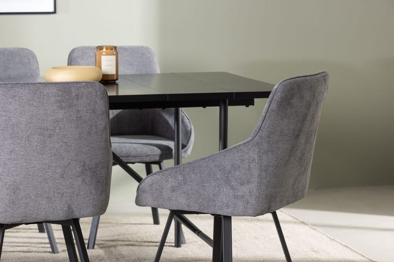 Rektangulär matgrupp Venture Home Grå Svart 6st - Møbler - Bord - Spisegrupper