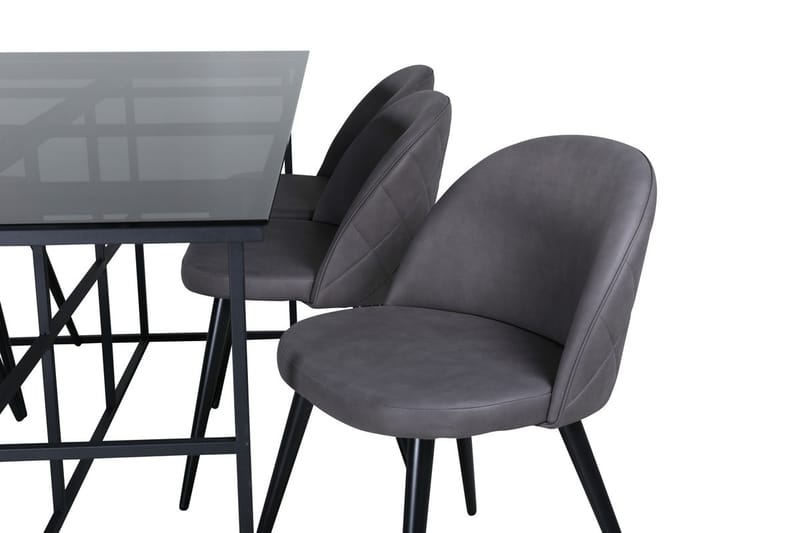 Rektangulär matgrupp Venture Home Grå Svart 6st - Møbler - Bord - Spisegrupper