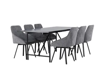 Rektangulär matgrupp Venture Home Grå Svart 6st - Møbler - Bord - Spisegrupper