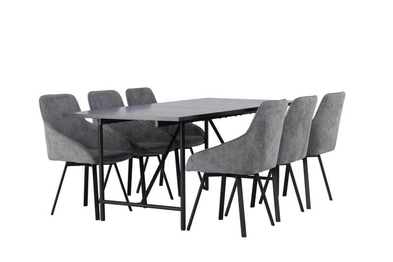 Rektangulär matgrupp Venture Home Grå Svart 6st - Møbler - Bord - Spisegrupper