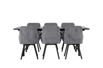 Rektangulär matgrupp Venture Home Grå Svart 6st - Møbler - Bord - Spisegrupper