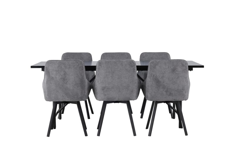 Rektangulär matgrupp Venture Home Grå Svart 6st - Møbler - Bord - Spisegrupper