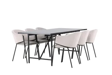 Rektangulär matgrupp Venture Home Grå Svart 6st - Møbler - Bord - Spisegrupper