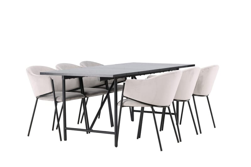 Rektangulär matgrupp Venture Home Grå Svart 6st - Møbler - Bord - Spisegrupper