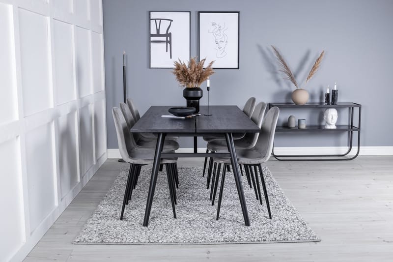 Rektangulär matgrupp Venture Home Grå Svart 6st - Møbler - Bord - Spisegrupper