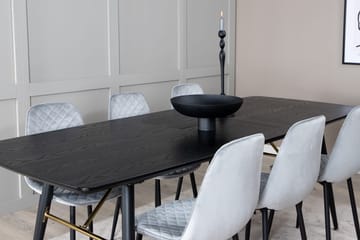 Rektangulär matgrupp Venture Home Grå Svart 6st - Møbler - Bord - Spisegrupper