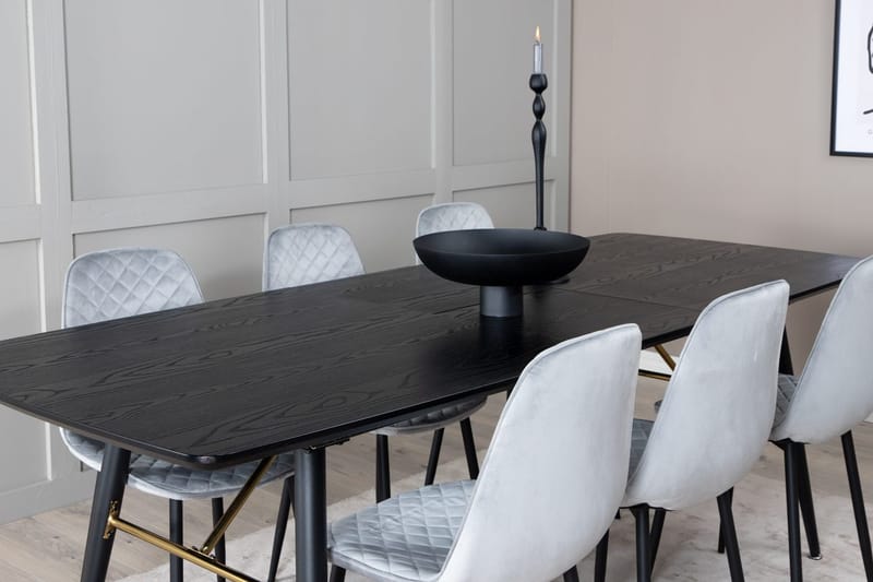 Rektangulär matgrupp Venture Home Grå Svart 6st - Møbler - Bord - Spisegrupper