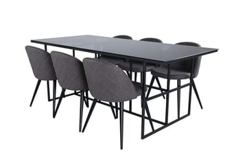 Rektangulär matgrupp Venture Home Grå Svart 6st - Møbler - Bord - Spisegrupper