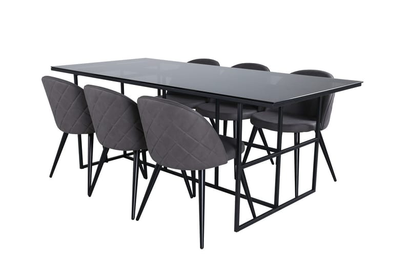 Rektangulär matgrupp Venture Home Grå Svart 6st - Møbler - Bord - Spisegrupper