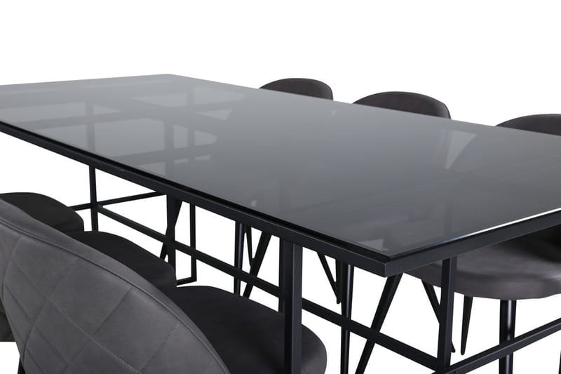 Rektangulär matgrupp Venture Home Grå Svart 6st - Møbler - Bord - Spisegrupper