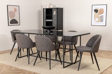 Rektangulär matgrupp Venture Home Grå Svart 6st - Møbler - Bord - Spisegrupper