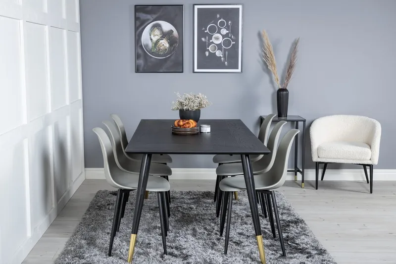 Rektangulär matgrupp Venture Home Grå Svart 6st