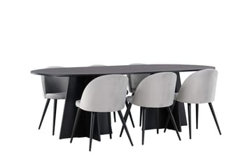 Rektangulär matgrupp Venture Home Grå Svart 6st - Møbler - Bord - Spisegrupper