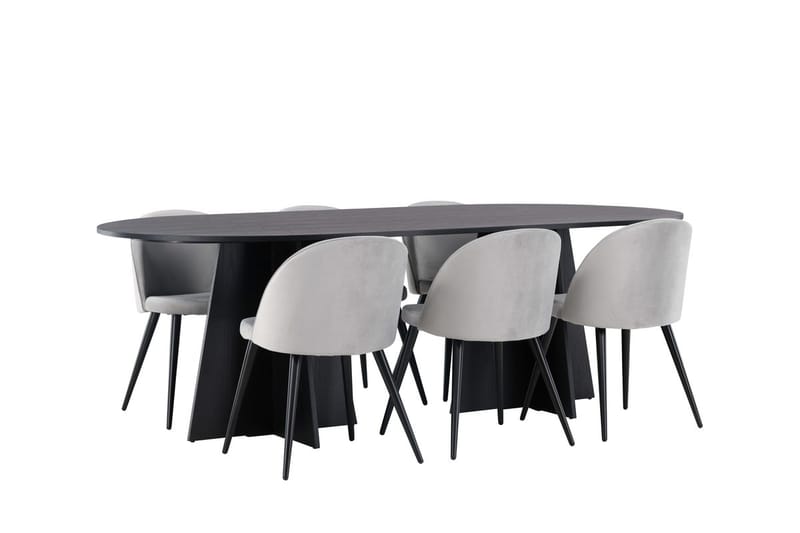 Rektangulär matgrupp Venture Home Grå Svart 6st - Møbler - Bord - Spisegrupper