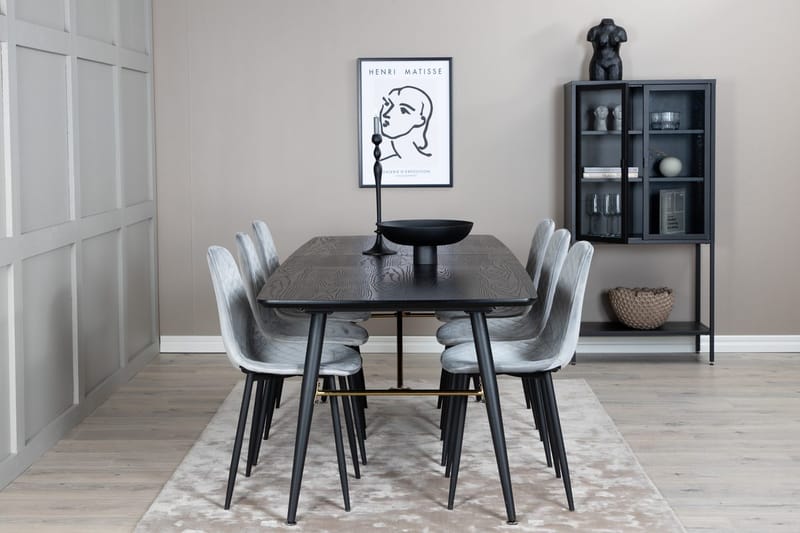 Rektangulär matgrupp Venture Home Grå Svart 6st - Møbler - Bord - Spisegrupper