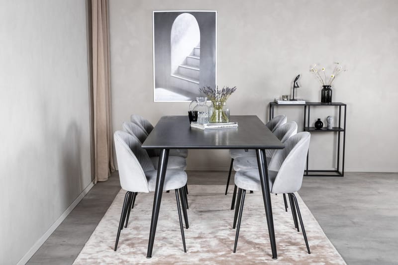 Rektangulär matgrupp Venture Home Grå Svart 6st - Møbler - Bord - Spisegrupper