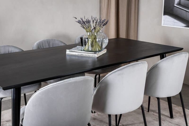 Rektangulär matgrupp Venture Home Grå Svart 6st - Møbler - Bord - Spisegrupper