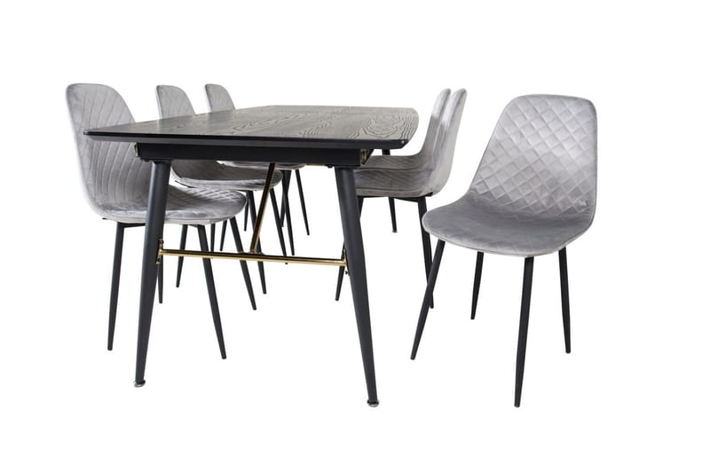 Rektangulär matgrupp Venture Home Grå Svart 6st - Møbler - Bord - Spisegrupper