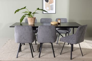 Rektangulär matgrupp Venture Home Grå Svart 6st - Møbler - Bord - Spisegrupper
