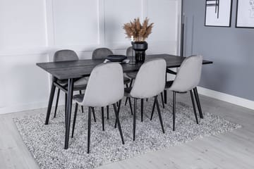 Rektangulär matgrupp Venture Home Grå Svart 6st - Møbler - Bord - Spisegrupper