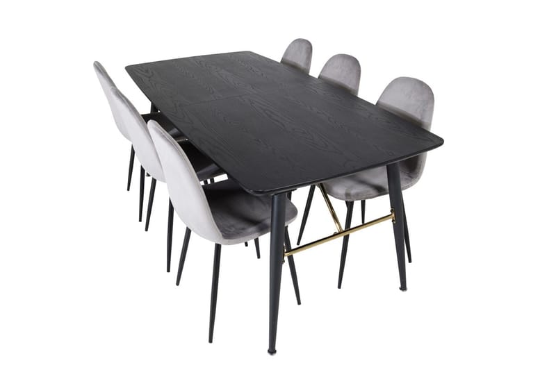 Rektangulär matgrupp Venture Home Grå Svart 6st - Møbler - Bord - Spisegrupper