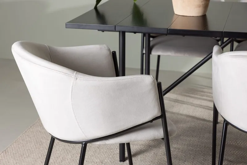 Rektangulär matgrupp Venture Home Grå Svart 6st - Møbler - Bord - Spisegrupper