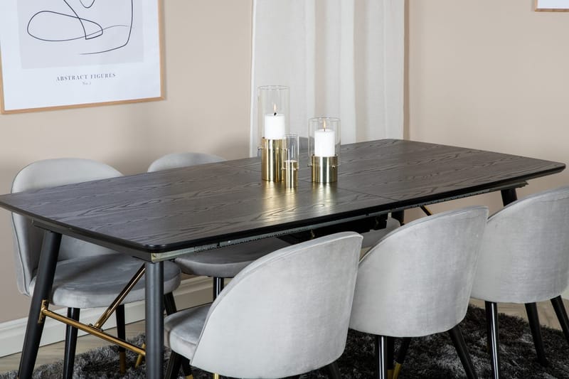 Rektangul är matgrupp Venture Home Grå Svart Mässing - Møbler - Bord - Spisegrupper