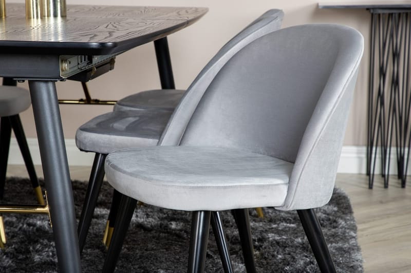 Rektangulär matgrupp Venture Home Grå Svart Mässing - Møbler - Bord - Spisegrupper